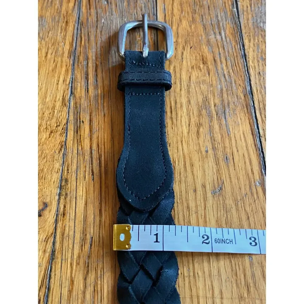 Black Suede Braided Bridle Belt Womens sz 36
